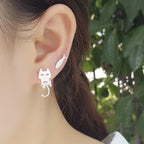 Argent Boucle d'oreille artisanal délicat