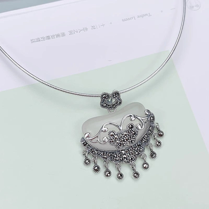 Argent Collier vintage fait main