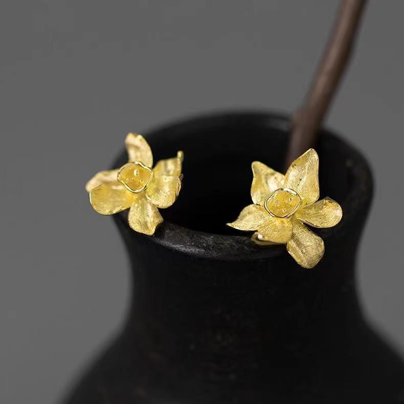 Argent Boucle d'oreille artisanal délicat