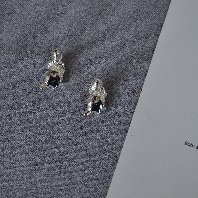 Argent Boucle d'oreille artisanal délicat