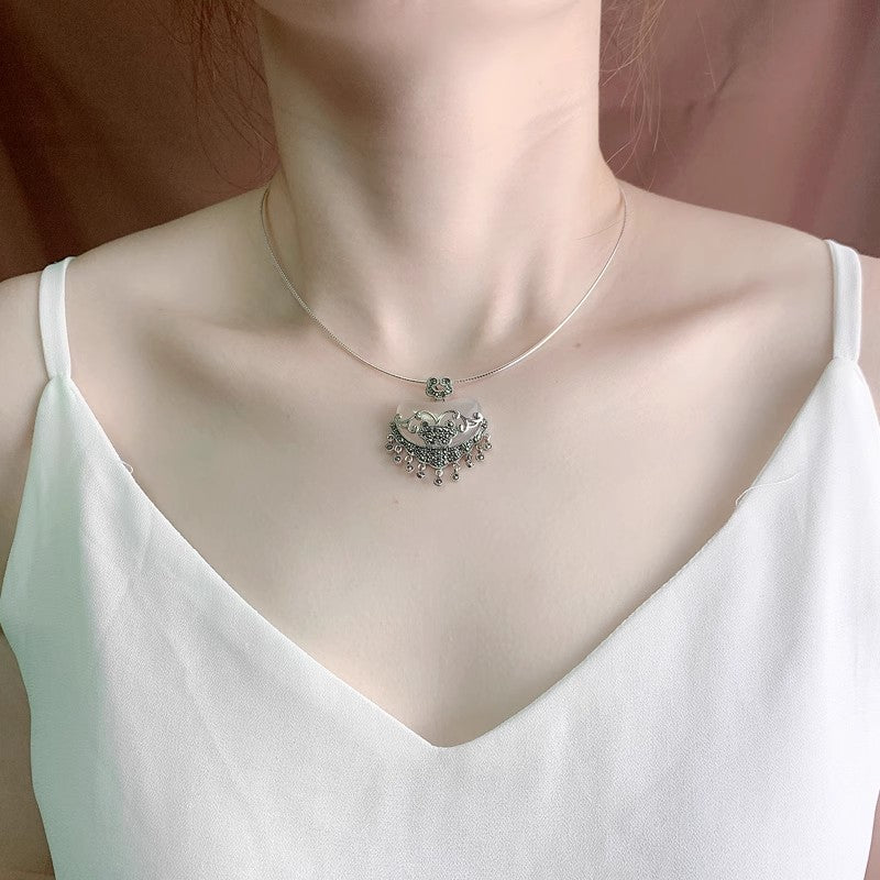 Argent Collier vintage fait main