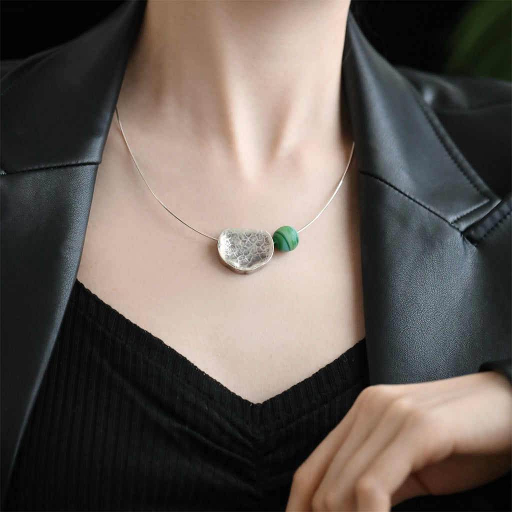 Argent Collier vintage fait main