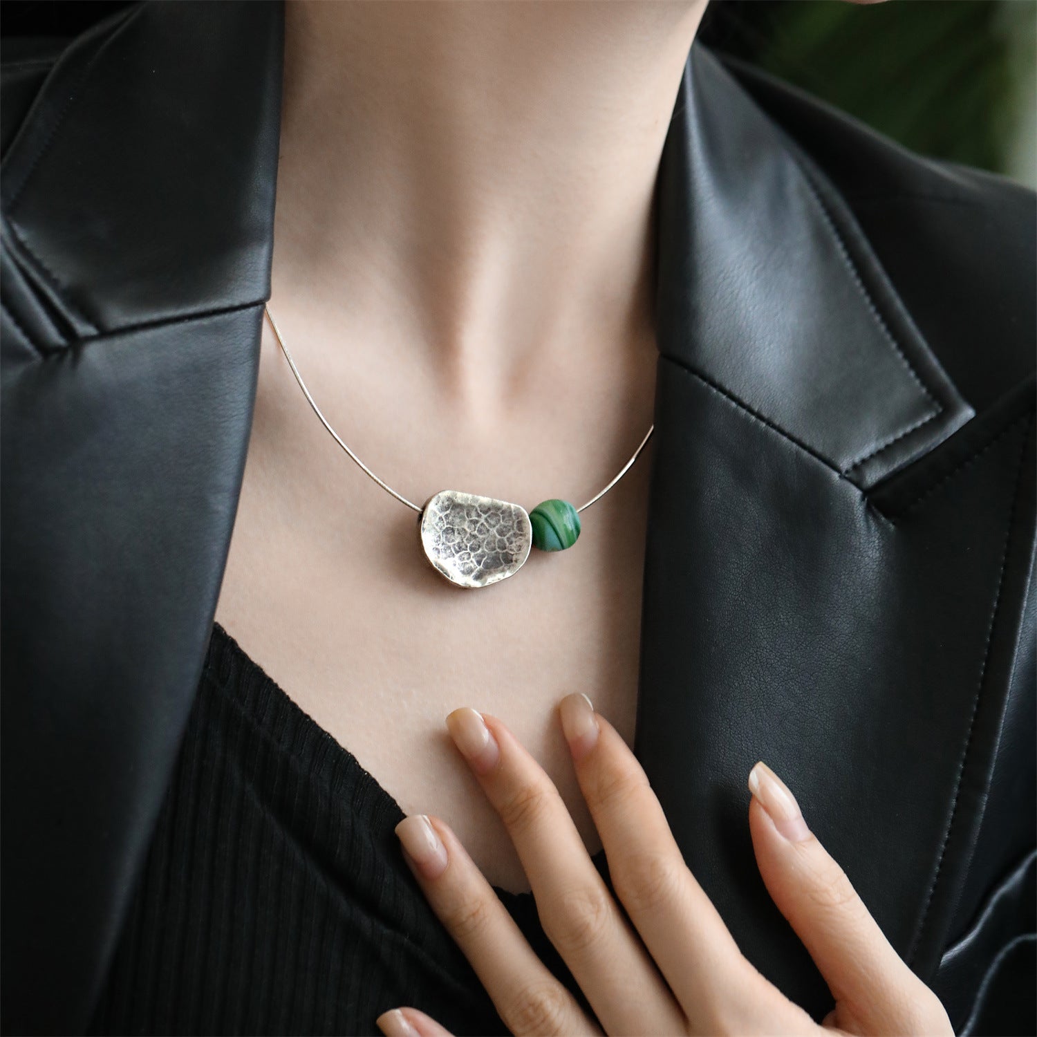 Argent Collier vintage fait main