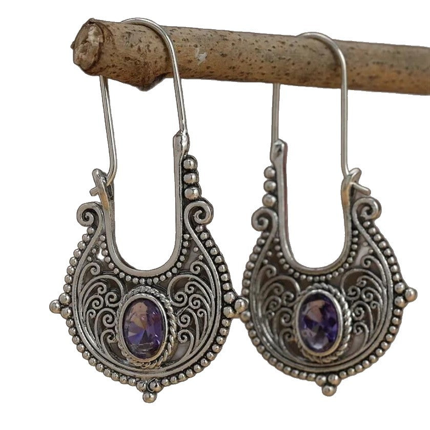 Argent Boucle d'oreille artisanal délicat