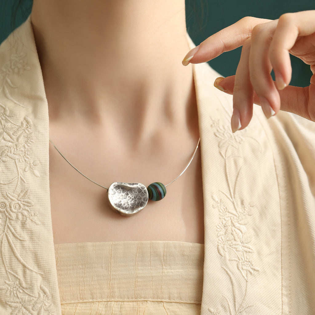 Argent Collier vintage fait main