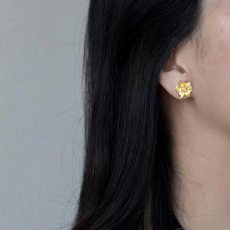 Argent Boucle d'oreille artisanal délicat