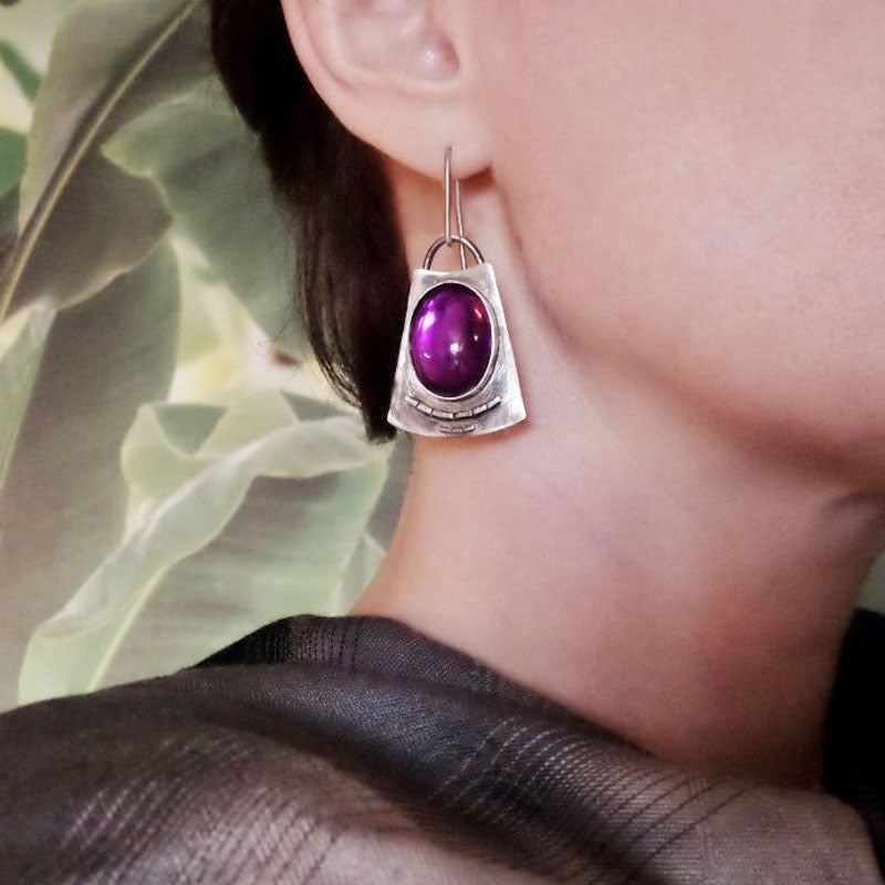 Argent Boucle d'oreille artisanal délicat