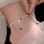 Argent Bracelet de cheville artisanal délicat