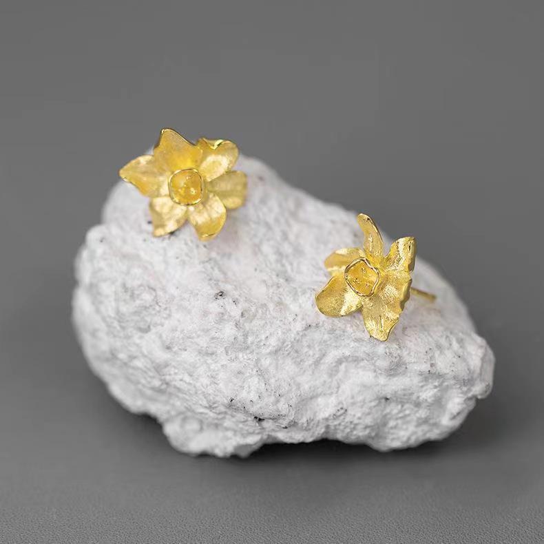 Argent Boucle d'oreille artisanal délicat