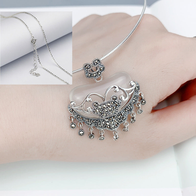 Argent Collier vintage fait main