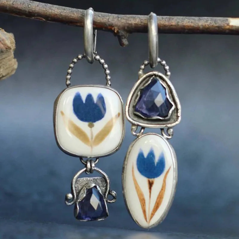 Argent Boucle d'oreille artisanal délicat