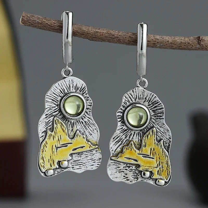 Argent Boucle d'oreille artisanal délicat